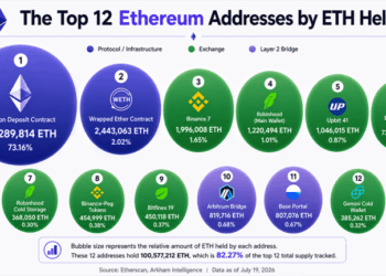 Ethereum’s 12 Biggest Wallets Expose 6 Exchanges Controlling 6.6 Million ETH