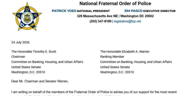 382,000-Member Police Group Supports Revised Crypto CLARITY Act