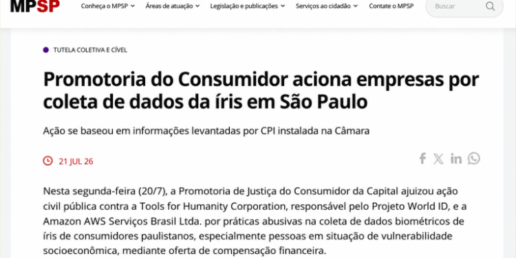 São Paulo Sues World and Amazon AWS for $47 Million Over Abusive Biometric Data Collection