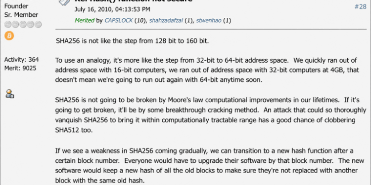 Satoshi Nakamoto Predicted Bitcoin’s Hash Defense 16 Years Before Quantum Fears