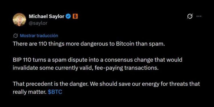 ‘110 Things More Dangerous’: Michael Saylor Slams Bitcoin’s Controversial Anti-Spam Fork