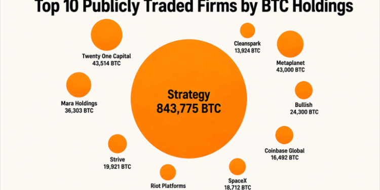 Top 10 Publicly Traded Firms by BTC Holdings Reveal a Million-Bitcoin Power Bloc