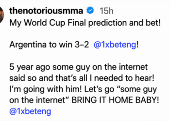 Former UFC Champion Conor McGregor Risks $100K on Viral 3-2 World Cup Prophecy With a $3.6M Payday