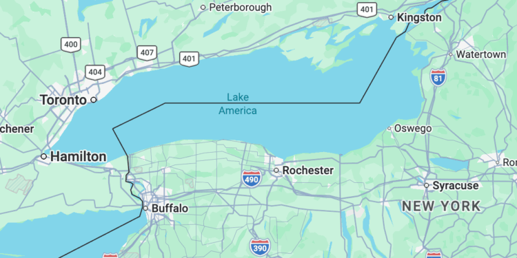 Google Maps Now Shows ‘Lake America’ Instead of Lake Ontario