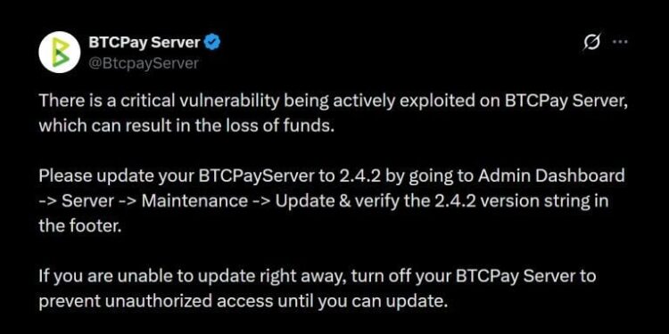 Bitcoin Lightning Nodes Hit as BTCPay Signals Emergency 2.4.2 Fix
