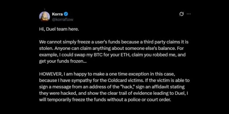 Galaxy Digital and Duel Casino Clash Over 230 ETH Linked to Coldcard Exploit