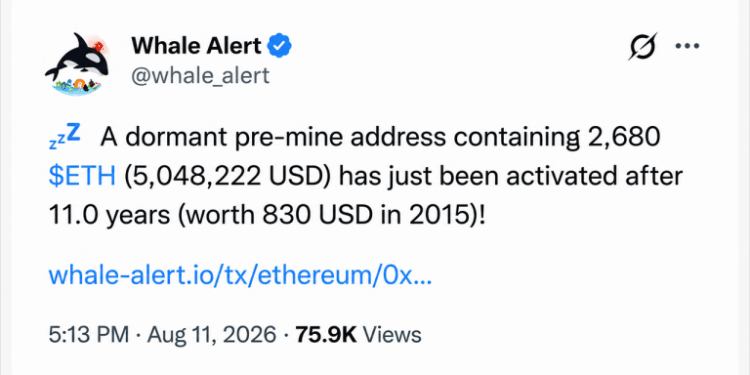 Ethereum’s Oldest Whales Wake up as Millions Leave Deep Storage