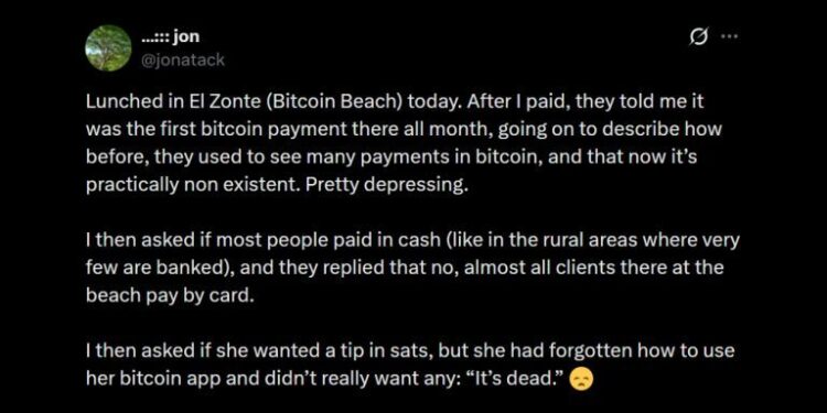 Bitcoin Core Dev Warns Bitcoin Payments Vanish at Bitcoin Beach