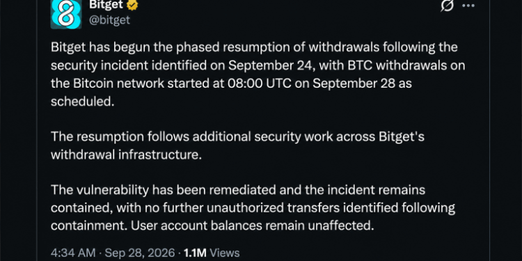 Bitget Restarts Bitcoin Withdrawals as $388M Hack Investigation Widens