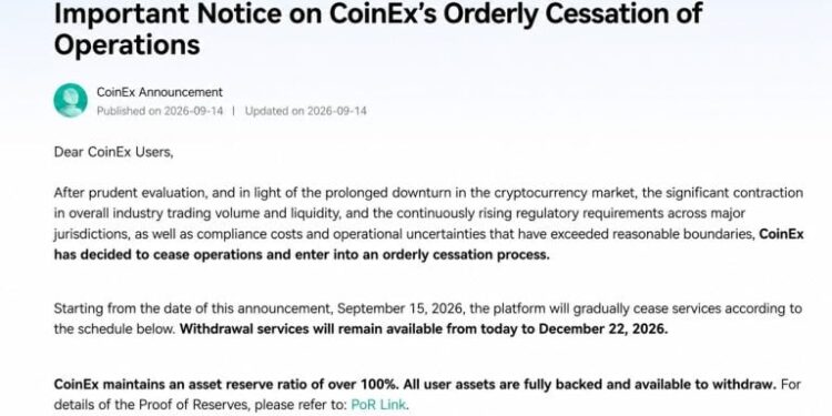 Coinex Is Closing After 9 Years, and Its Founder Won’t Sell It