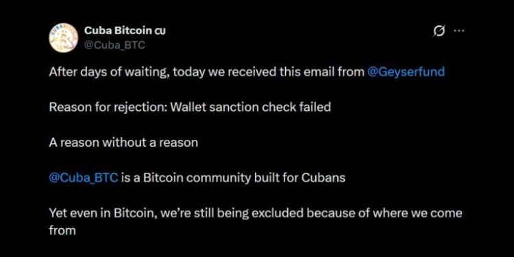 Geyser Rejects Cuba Bitcoin Initiative Over US Sanction Compliance