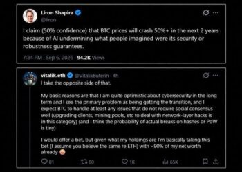 Ethereum’s Vitalik Bets 90% of His Net Worth Against an AI Bitcoin Crash