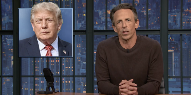 Seth Meyers responds to Trumps audio fail amid press ban