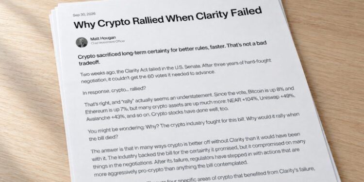 4 Crypto Sectors Gained From CLARITY Act Failure, Bitwise Says